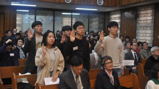 입교자 서약
입교자 : 안치원, 김진성, 박은총, 이성겸, 김한민